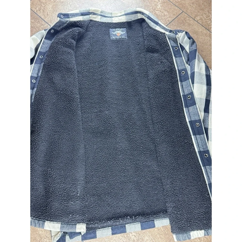 Harley-Davidson Men's XL Sherpa Lined Buffalo Plaid Shirt Jacket Flannel